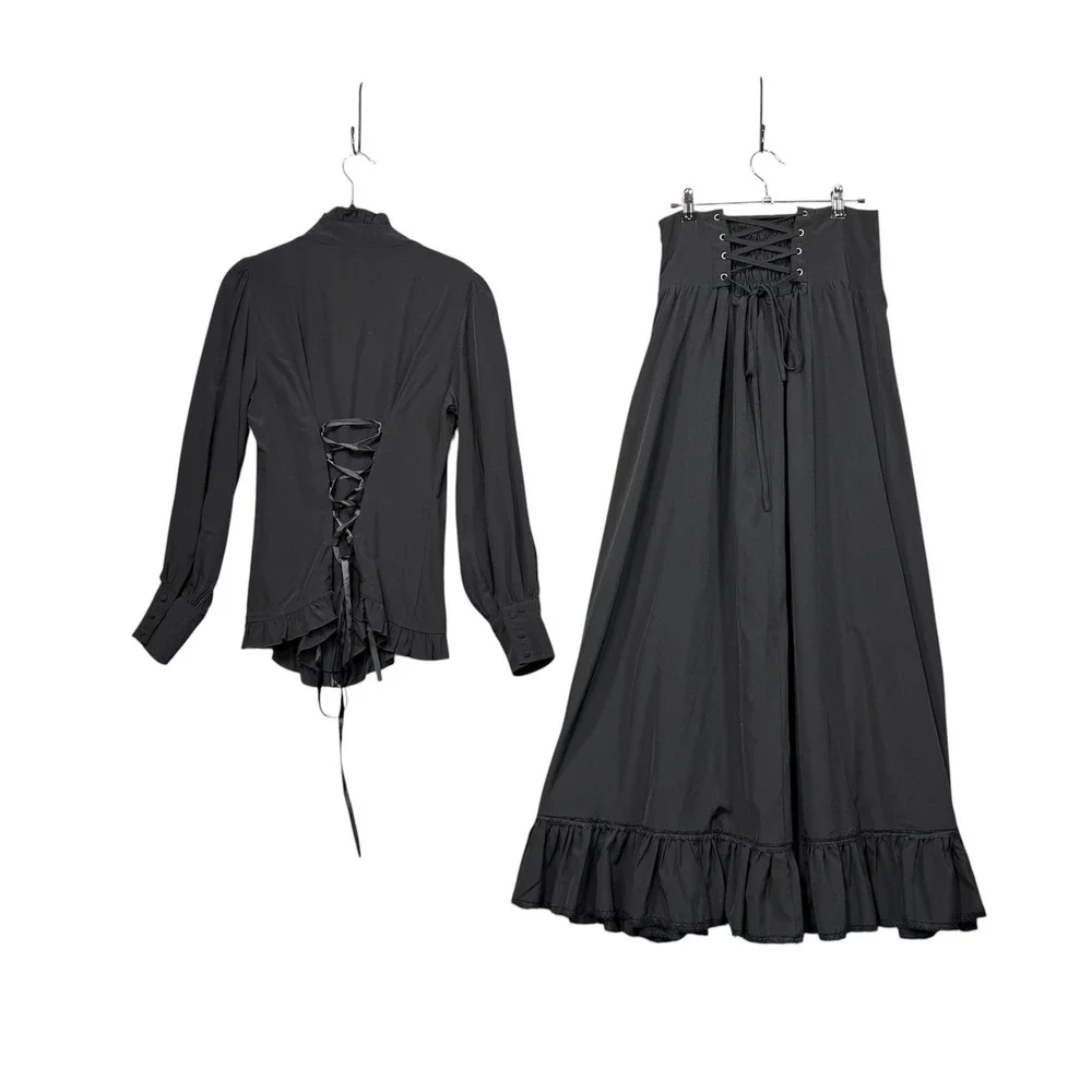 Scarlet Darkness Skirt/Top Womens M Black Gothic Steampunk Rein Fest Halloween